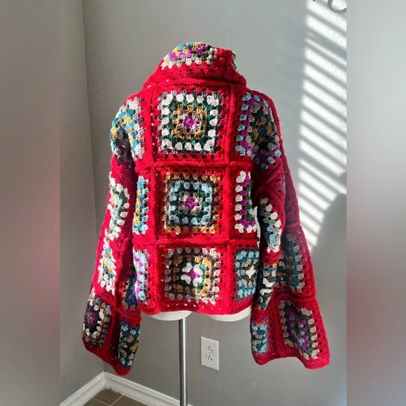 Handmade Crocheted Oversized Granny Square Sweater